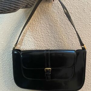 BY FAR Glossy Black Shoulder Bag